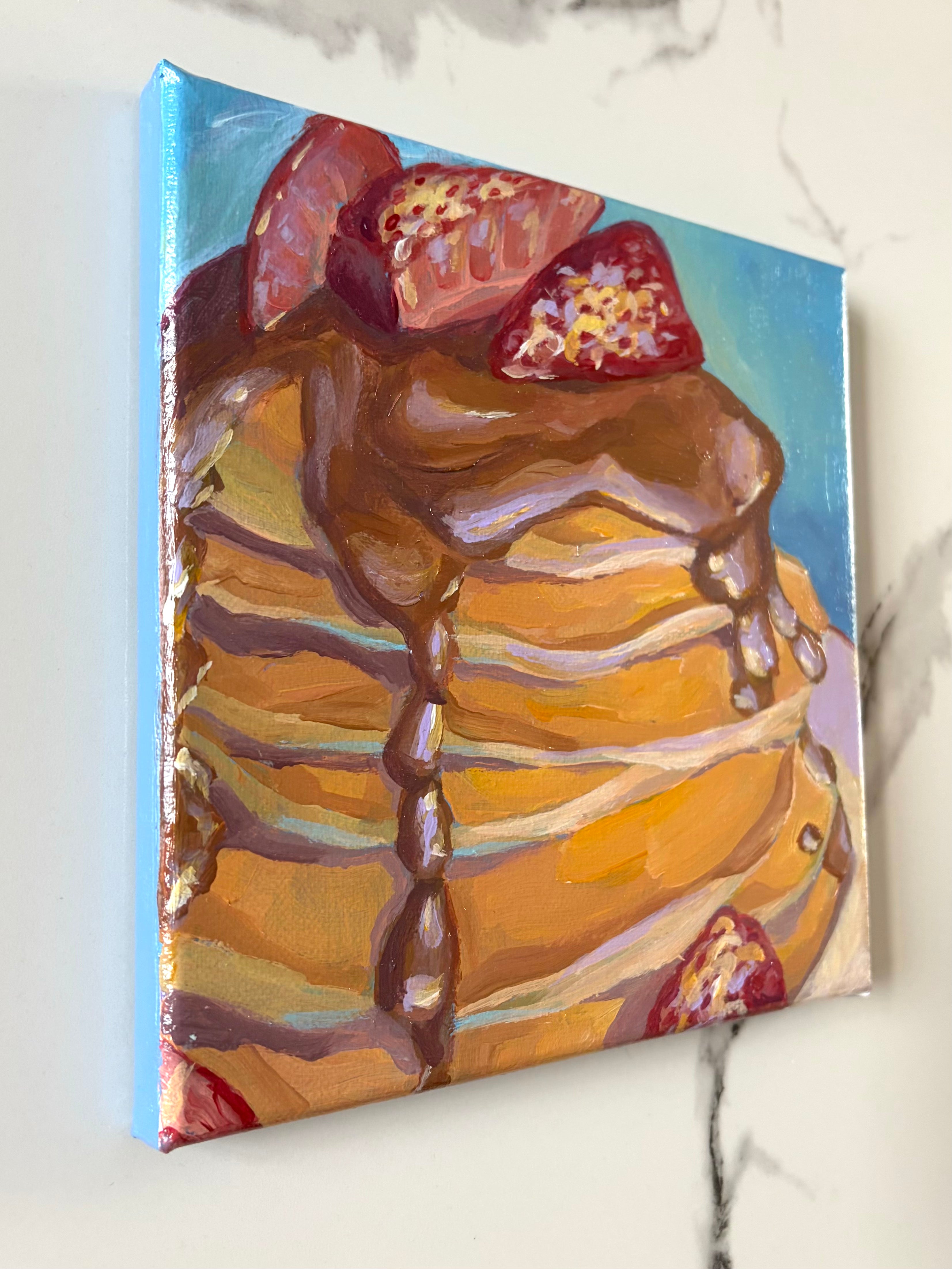 Stacked Pancakes W/Strawberries, 8x8 Inch Original