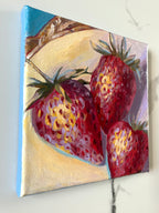 Strawberry Triplets, 8x8 Inch Original