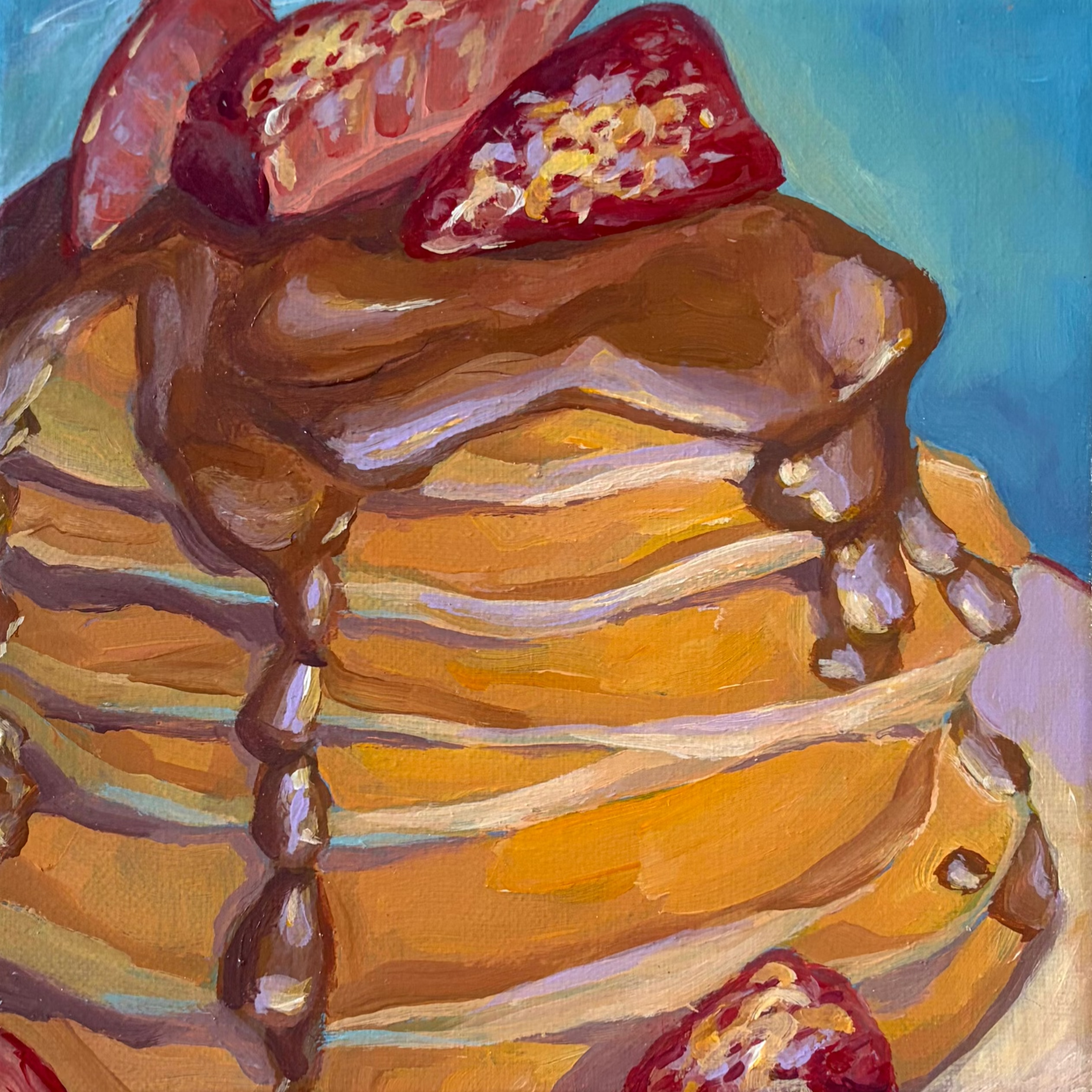 Stacked Pancakes W/Strawberries, 8x8 Inch Original