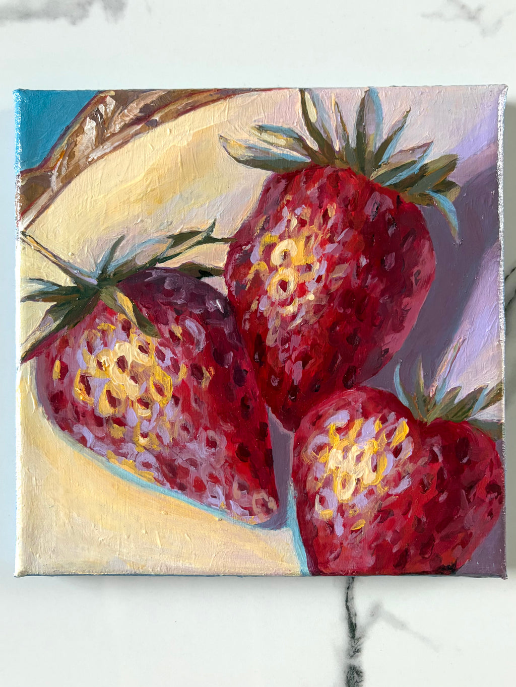Strawberry Triplets, 8x8 Inch Original