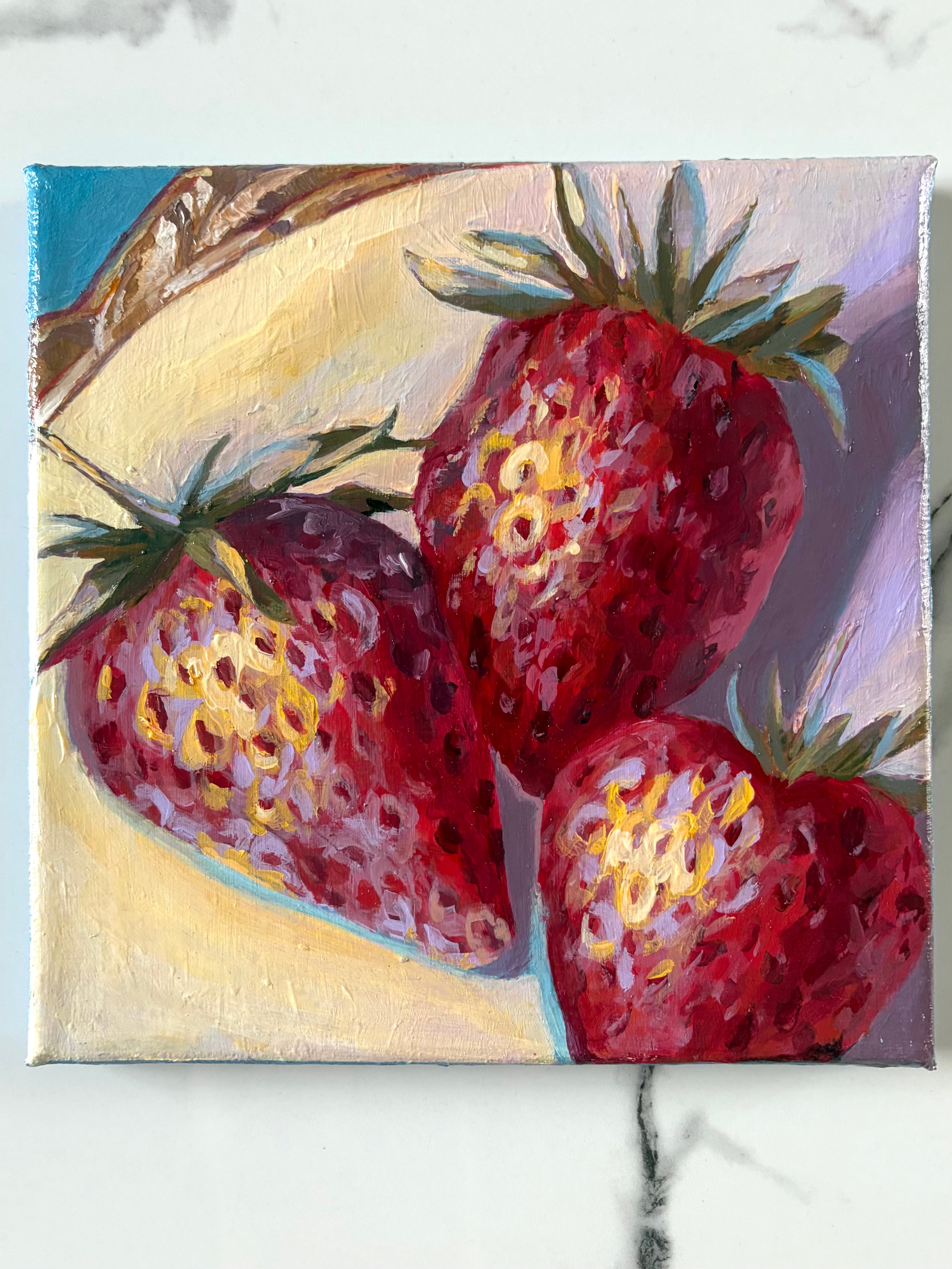 Strawberry Triplets, 8x8 Inch Original