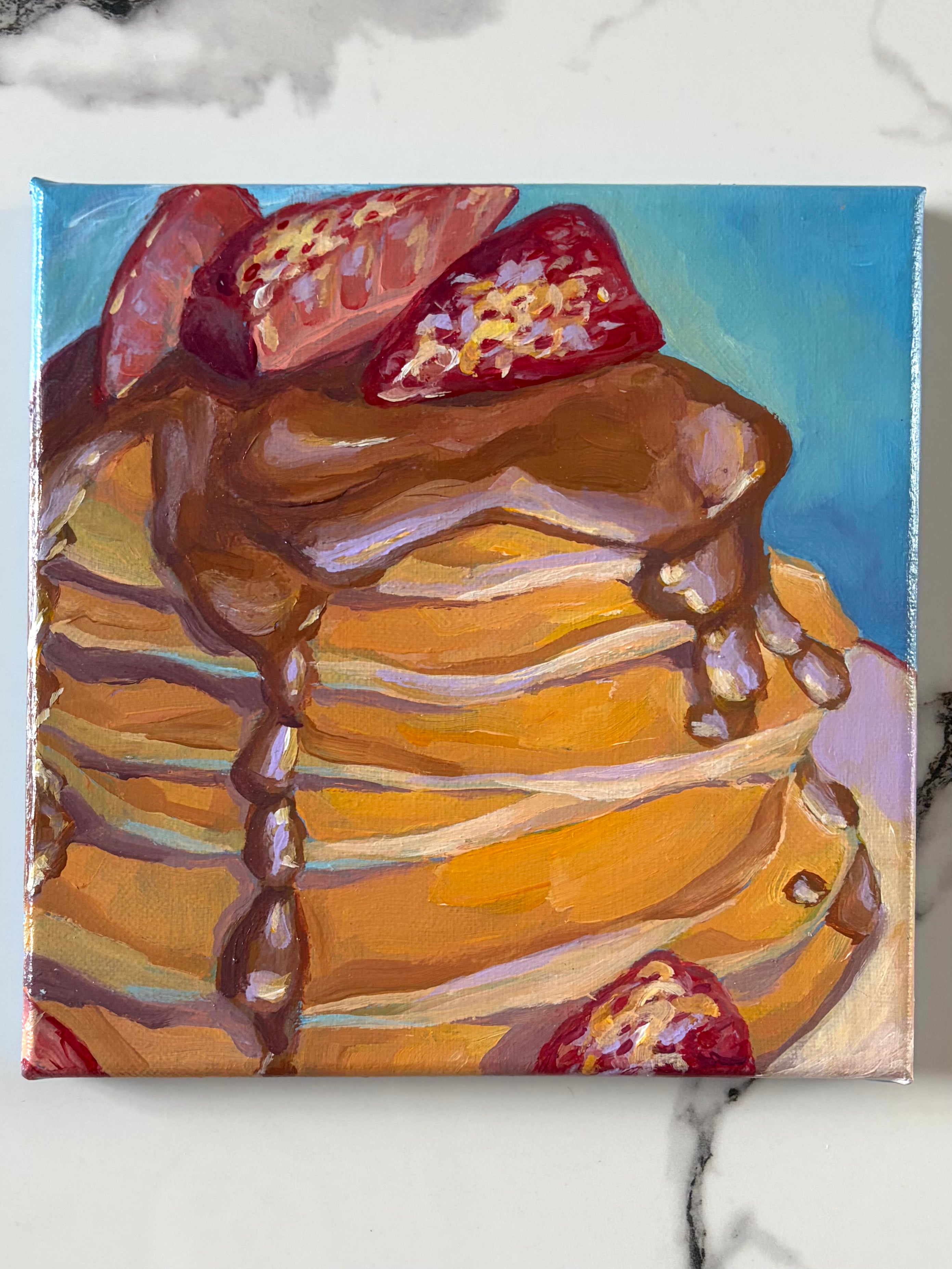 Stacked Pancakes W/Strawberries, 8x8 Inch Original